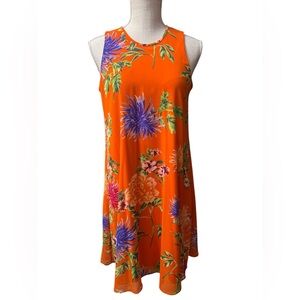 Calvin Klein Orange Floral Sleeveless Shift Dress Sz/12.